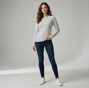 Adar Women Underscrub T Shirt S Heather Grey Long Sleeve Crew Neck Scrub Top New